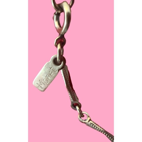 Vintage Monet Yellow Gold Tone Chain Necklace 14” Unique Design Very Pretty - Picture 3 of 9